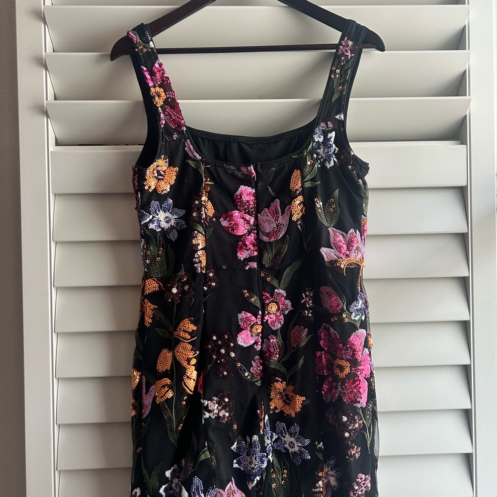 Floral Embroidered Black Dress